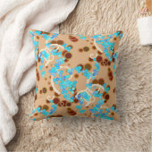 抽象芸術モダン紙吹雪プリント、アクア及びブラウン クッション (ブランケット)