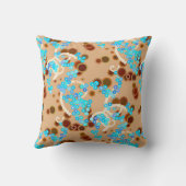 抽象芸術モダン紙吹雪プリント、アクア及びブラウン クッション (裏面)
