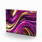 抽象芸術モダン紫ピンクと金ゴールド- フォトブロック (右)