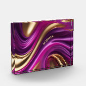 抽象芸術モダン紫ピンクと金ゴールド- フォトブロック (左)