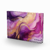 抽象芸術モダン紫ピンクと金ゴールド- フォトブロック (右)