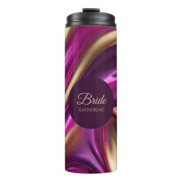 抽象芸術モダン紫明るい赤紫色金ゴールド – 花嫁 – タンブラー