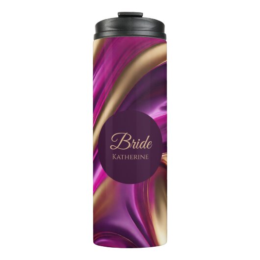 抽象芸術モダン紫明るい赤紫色金ゴールド – 花嫁 –  タンブラー (正面)