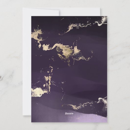 抽象芸術モダン紫色の水カラーの金箔フレーク シーズンカード (裏面)