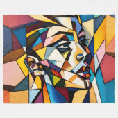抽象芸術モダン絵画の女性 フリースブランケット (正面(横))
