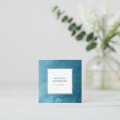 抽象芸術モダン絵画ティール（緑がかった色）ターコイズ スクエア名刺 (スタンド正面)