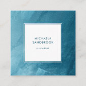 抽象芸術モダン絵画ティール（緑がかった色）ターコイズ スクエア名刺 (正面)