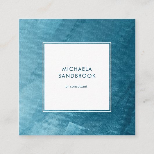 抽象芸術モダン絵画ティール（緑がかった色）ターコイズ スクエア名刺 (正面)