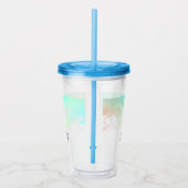 抽象芸術モダン緑と青の水色の渦巻き アクリルタンブラー (右)