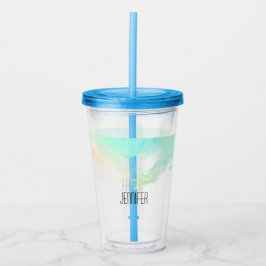 抽象芸術モダン緑と青の水色の渦巻き アクリルタンブラー