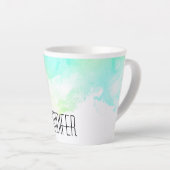 抽象芸術モダン緑と青の水色の渦巻き カフェラテマグ (右アングル)