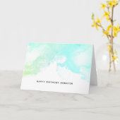 抽象芸術モダン緑と青の水色の渦巻き カード (黄色い花)