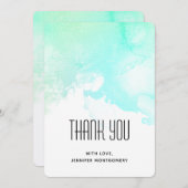 抽象芸術モダン緑と青の水色の渦巻き サンキューカード (正面/裏面)