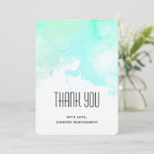 抽象芸術モダン緑と青の水色の渦巻き サンキューカード (スタンド正面)