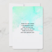 抽象芸術モダン緑と青の水色の渦巻き サンキューカード (裏面)