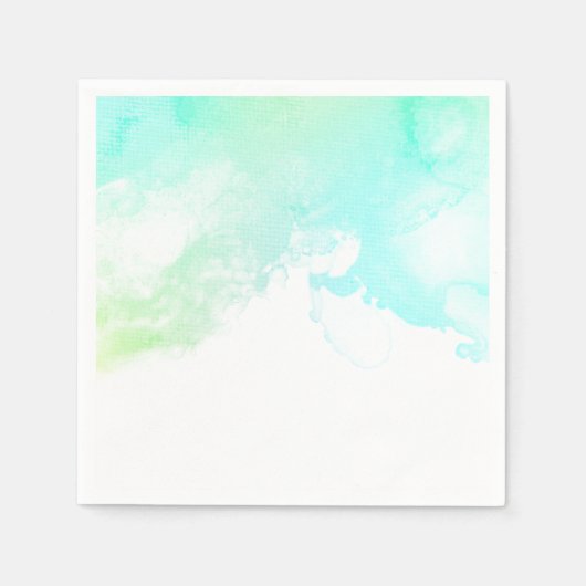 抽象芸術モダン緑と青の水色の渦巻き スタンダードカクテルナプキン (正面)