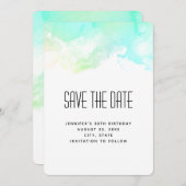 抽象芸術モダン緑と青の水色の渦巻き セーブザデート (正面/裏面)