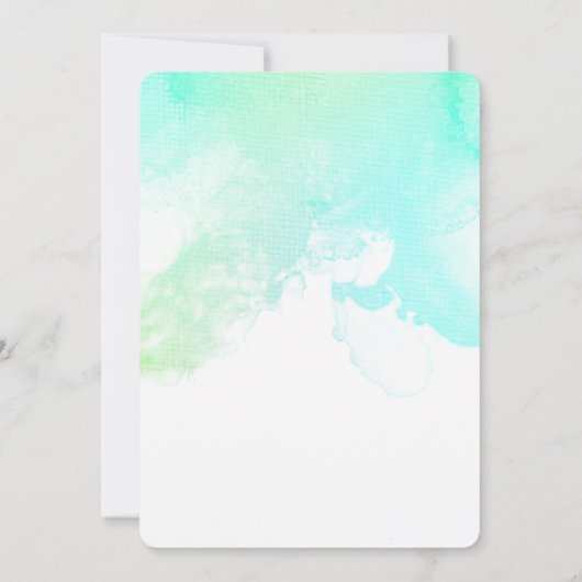 抽象芸術モダン緑と青の水色の渦巻き セーブザデート (裏面)