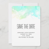 抽象芸術モダン緑と青の水色の渦巻き セーブザデート (正面)