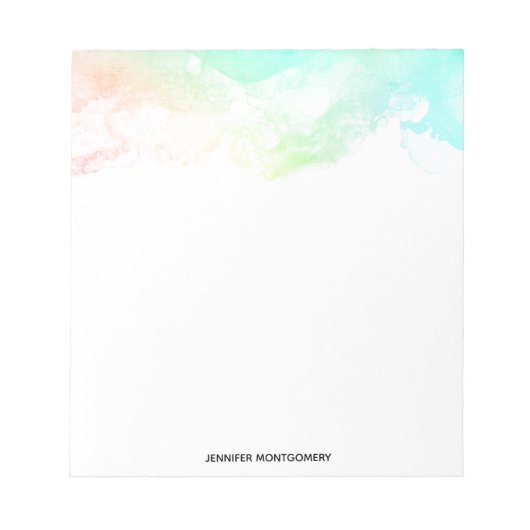 抽象芸術モダン緑と青の水色の渦巻き ノートパッド (正面)