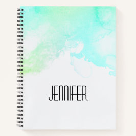 抽象芸術モダン緑と青の水色の渦巻き ノートブック