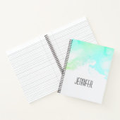 抽象芸術モダン緑と青の水色の渦巻き ノートブック (内部)