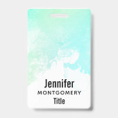 抽象芸術モダン緑と青の水色の渦巻き バッジ (裏面)