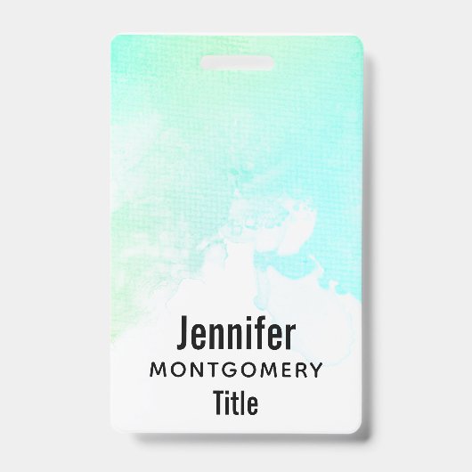 抽象芸術モダン緑と青の水色の渦巻き バッジ (正面)