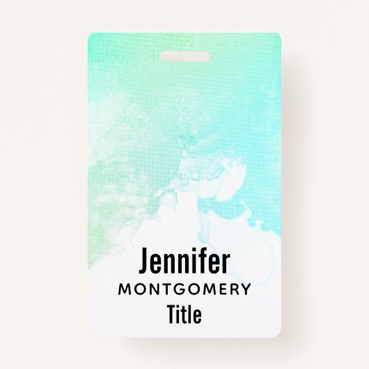 抽象芸術モダン緑と青の水色の渦巻き バッジ (裏面)