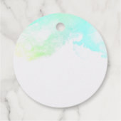 抽象芸術モダン緑と青の水色の渦巻き フェイバータグ (裏面)