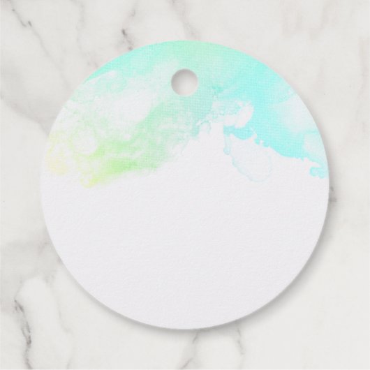 抽象芸術モダン緑と青の水色の渦巻き フェイバータグ (裏面)