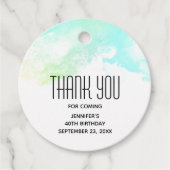 抽象芸術モダン緑と青の水色の渦巻き フェイバータグ (正面)