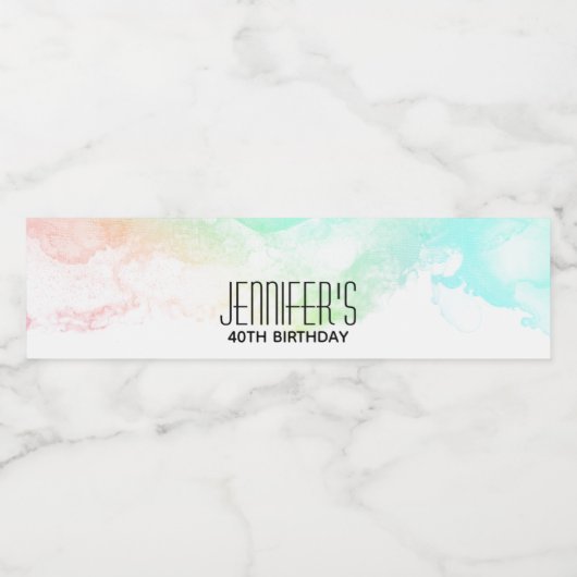 抽象芸術モダン緑と青の水色の渦巻き ペットボトルラベル (シングルラベル)