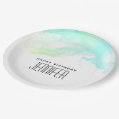 抽象芸術モダン緑と青の水色の渦巻き ペーパープレート (アングル)