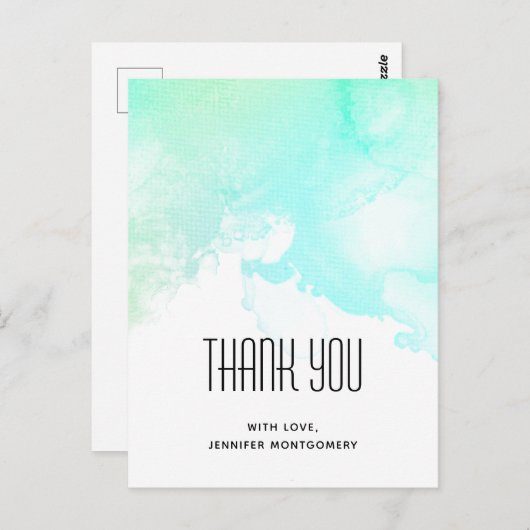 抽象芸術モダン緑と青の水色の渦巻き ポストカード (正面/裏面)