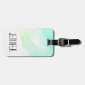 抽象芸術モダン緑と青の水色の渦巻き ラゲッジタグ (正面横)