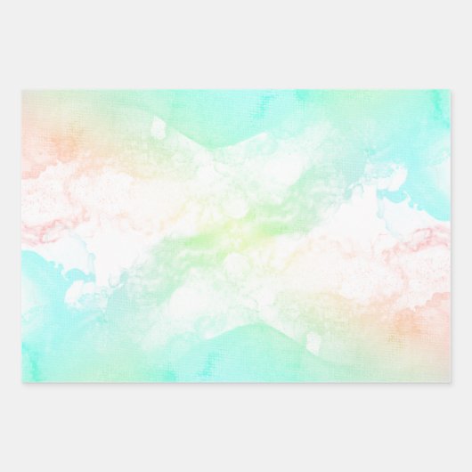 抽象芸術モダン緑と青の水色の渦巻き ラッピングペーパーシート (正面2)