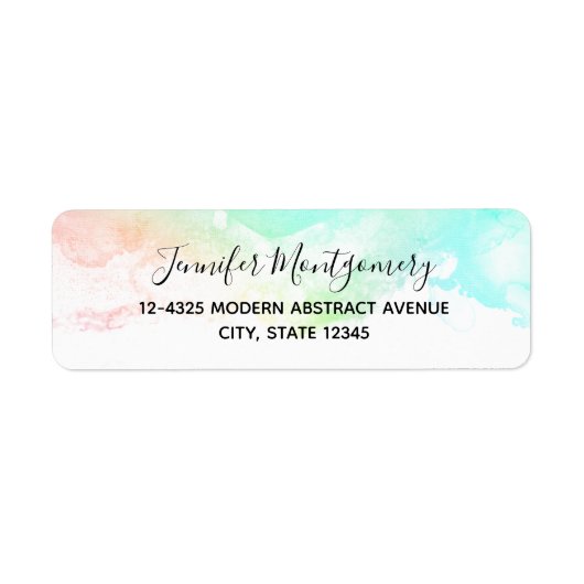 抽象芸術モダン緑と青の水色の渦巻き ラベル (正面)