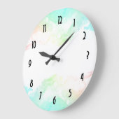 抽象芸術モダン緑と青の水色の渦巻き ラージ壁時計 (傾斜)