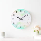 抽象芸術モダン緑と青の水色の渦巻き ラージ壁時計 (ホーム)