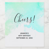 抽象芸術モダン緑と青の水色の渦巻き ワインラベル (シングルラベル)