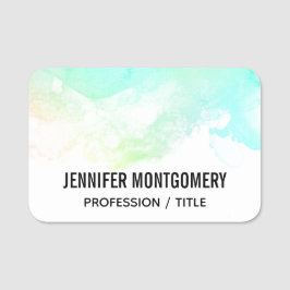 抽象芸術モダン緑と青の水色の渦巻き 名札