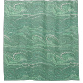 抽象芸術モダン緑の渦巻き大理石パターン シャワーカーテン (正面)