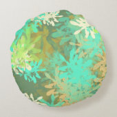 抽象芸術モダン緑葉型丸クッション ラウンドクッション (裏面)
