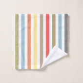 抽象芸術モダン線ストライプのストライプサンゴo バスタオルセット (ウォッシュタオル)