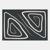 抽象芸術モダン線（白黒） ラッピングペーパーシート (正面3)