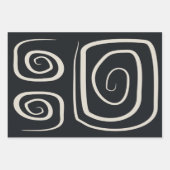 抽象芸術モダン線（白黒） ラッピングペーパーシート (正面3)