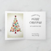 抽象芸術モダン美しいクリスマスツリーファミリー カード (内部)