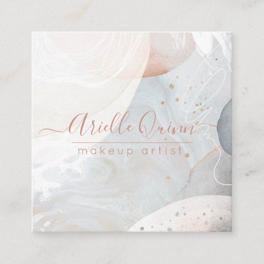 抽象芸術モダン自然の色の形状質感 スクエア名刺 (正面)