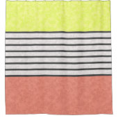 抽象芸術モダン色コーラルピンクリムグリーン シャワーカーテン (正面)